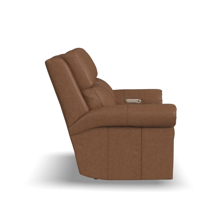 Bernard Leather Power Reclining Loveseat with Power Headrests &amp; Lumbar