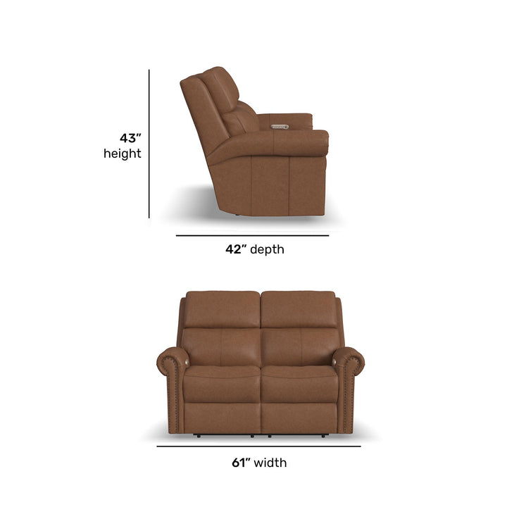 Bernard Leather Power Reclining Loveseat with Power Headrests &amp; Lumbar