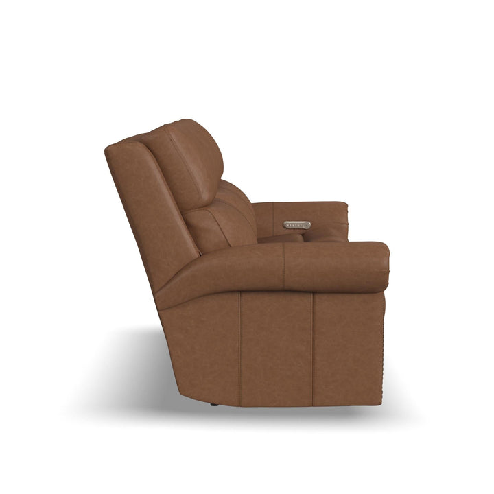 Bernard Leather Power Reclining Sofa with Console, Power Headrests &amp; Lumbar