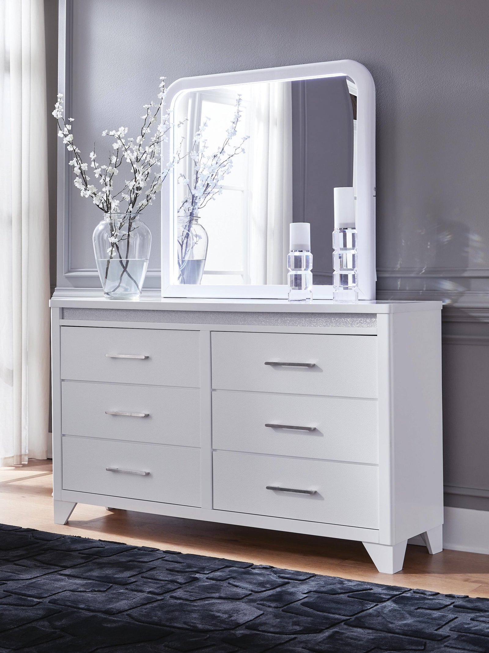 Jarlee Dresser and Mirror - White (2)