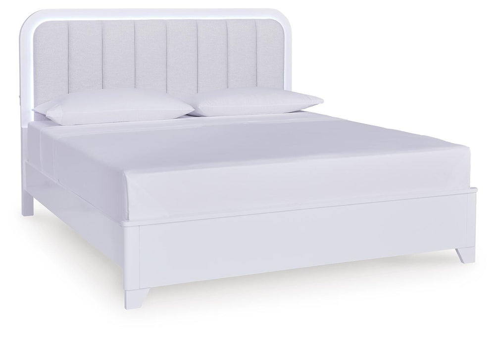 Jarlee King Upholstered Panel Bed - White (1)