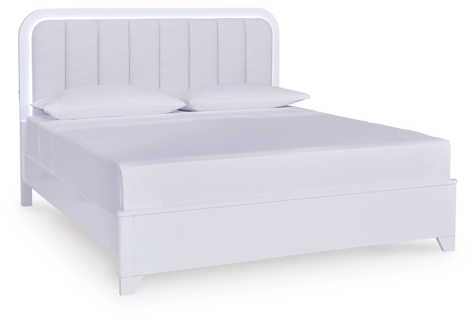 Jarlee California King Upholstered Panel Bed - White (1)