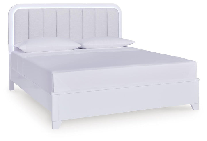 Jarlee California King Upholstered Panel Bed - White (1)