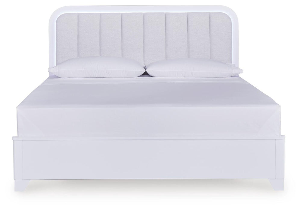 Jarlee King Upholstered Panel Bed - White (4)
