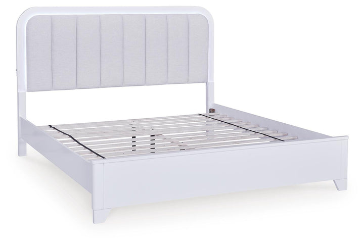 Jarlee King Upholstered Panel Bed - White (3)