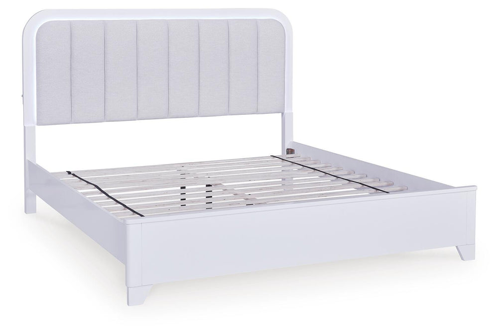Jarlee King Upholstered Panel Bed - White (3)