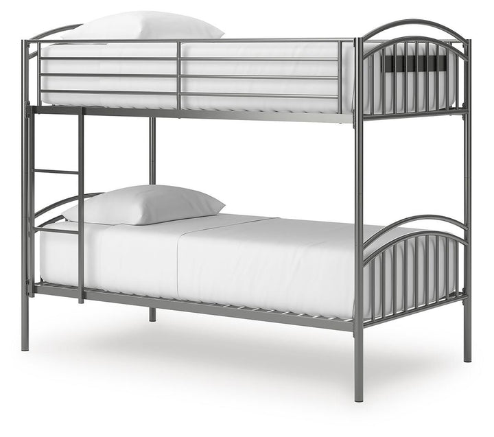 Lanceburg Twin over Twin Bunk Bed with Ladder - Gray (3)
