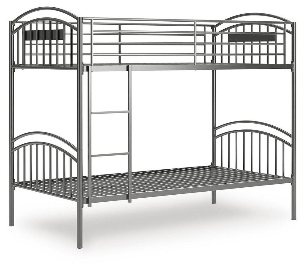 Lanceburg Twin over Twin Bunk Bed with Ladder - Gray (4)
