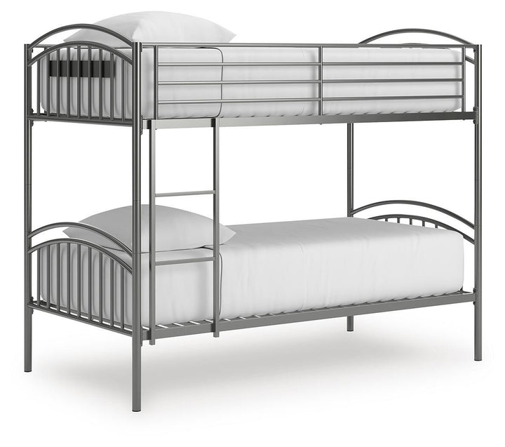 Lanceburg Twin over Twin Bunk Bed with Ladder - Gray (2)