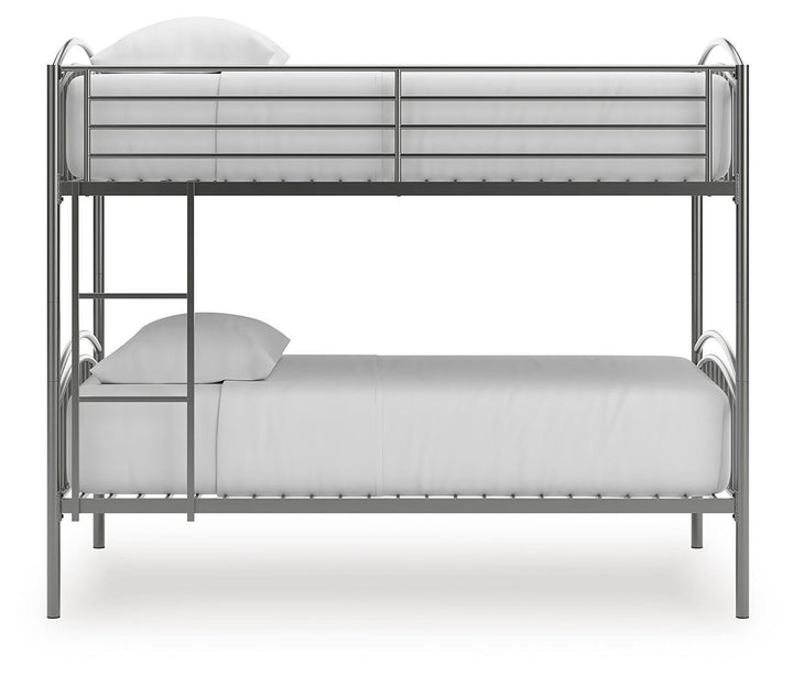 Lanceburg Twin over Twin Bunk Bed with Ladder - Gray (5)
