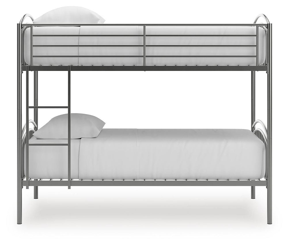 Lanceburg Twin over Twin Bunk Bed with Ladder - Gray (5)