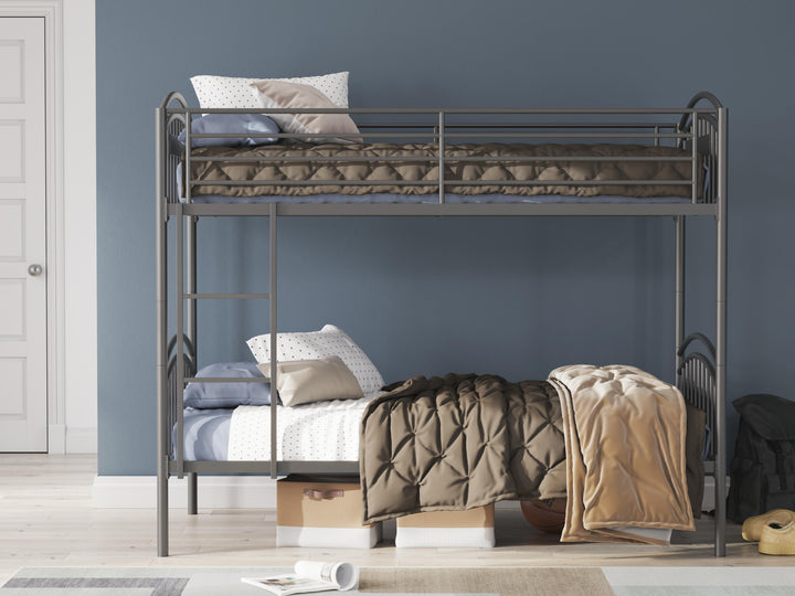 Lanceburg Twin over Twin Bunk Bed with Ladder - Gray (7)