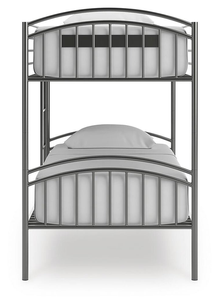 Lanceburg Twin over Twin Bunk Bed with Ladder - Gray (6)
