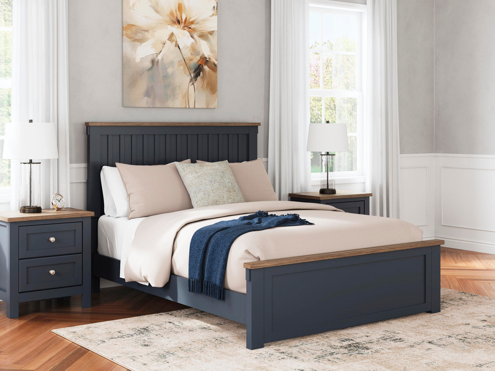 Landocken Queen Panel Bed - Blue (2)