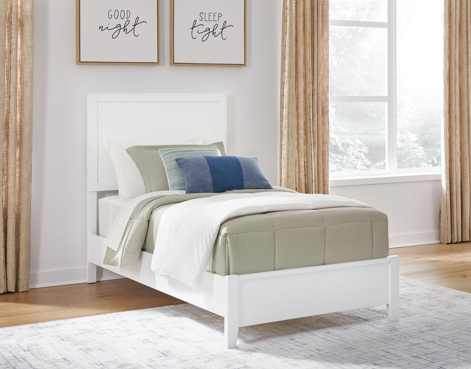Binterglen Twin Panel Bed - White (2)