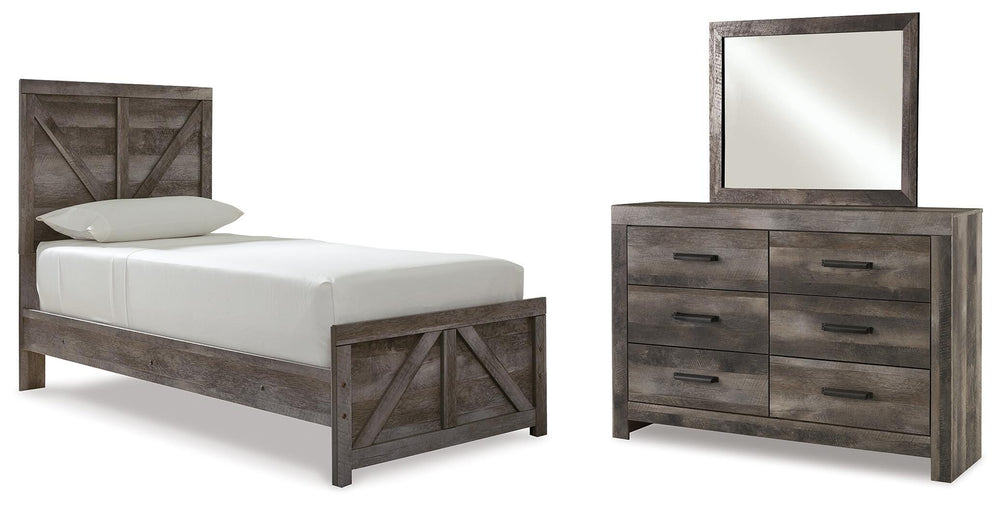 Wynnlow Twin Crossbuck Panel Bed, Dresser and Mirror (1)