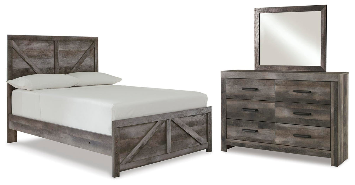 Wynnlow Full Crossbuck Panel Bed, Dresser and Mirror (1)