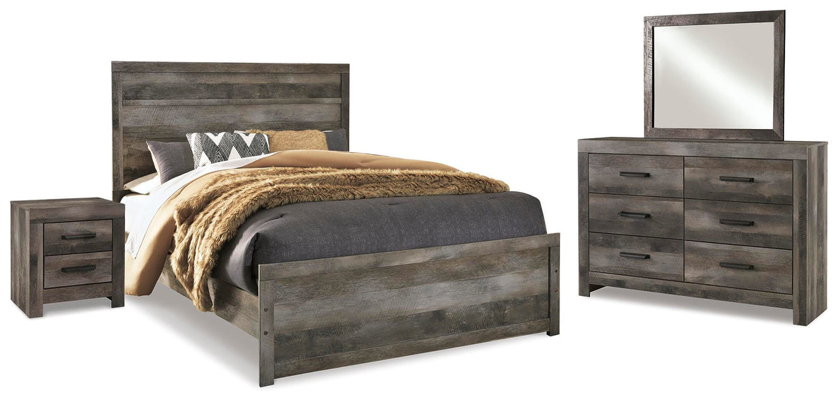 Wynnlow Queen Panel Bed with Mirrored Dresser and Nightstand - Gray (2)