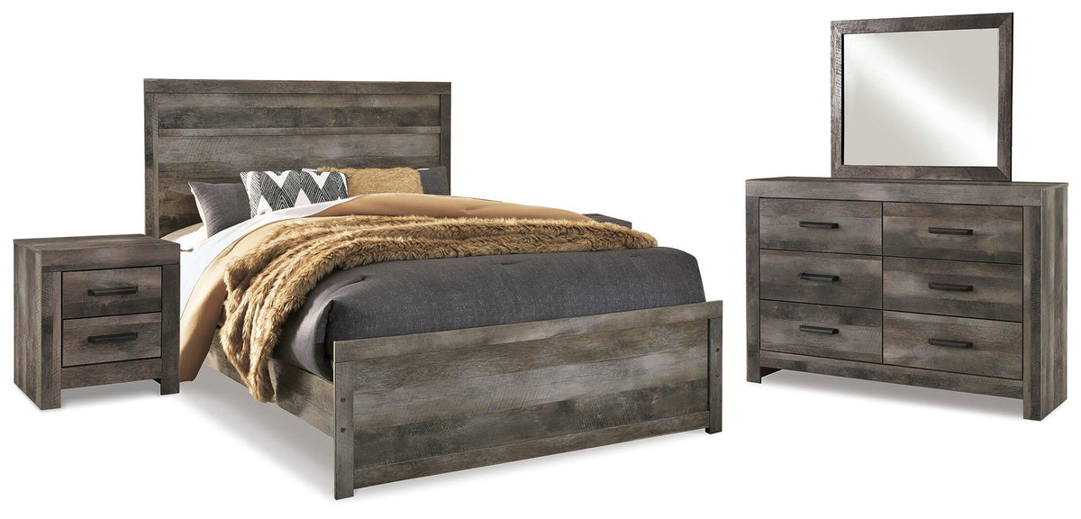 Wynnlow Queen Panel Bed, Dresser, Mirror and 2 Nightstands - Gray (1)