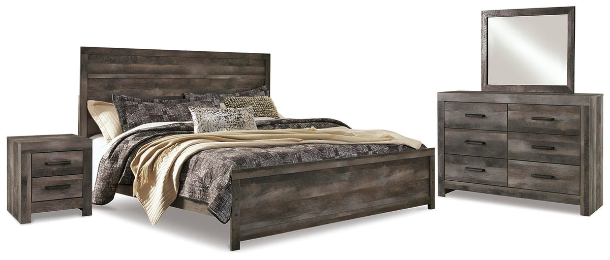 Wynnlow King Panel Bed with Mirrored Dresser and Nightstand - Gray (2)