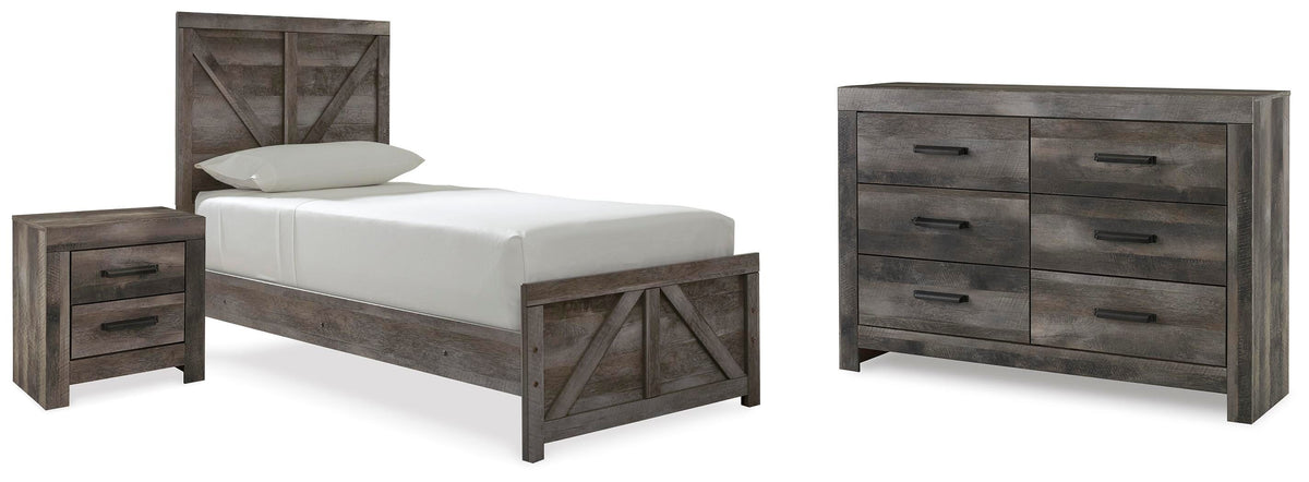 Wynnlow Twin Panel Bed, Dresser and Nightstand - Gray (1)