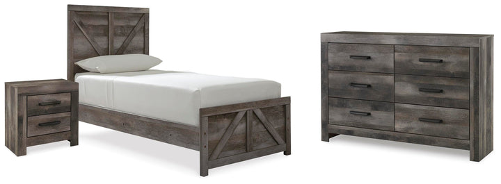 Wynnlow Twin Panel Bed, Dresser and Nightstand - Gray (1)