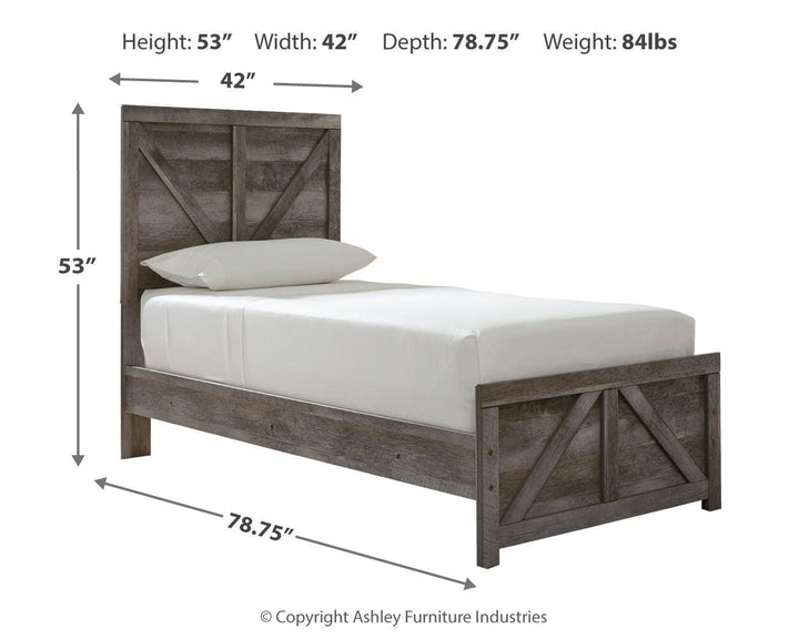 Wynnlow Twin Crossbuck Panel Bed - Gray (4)