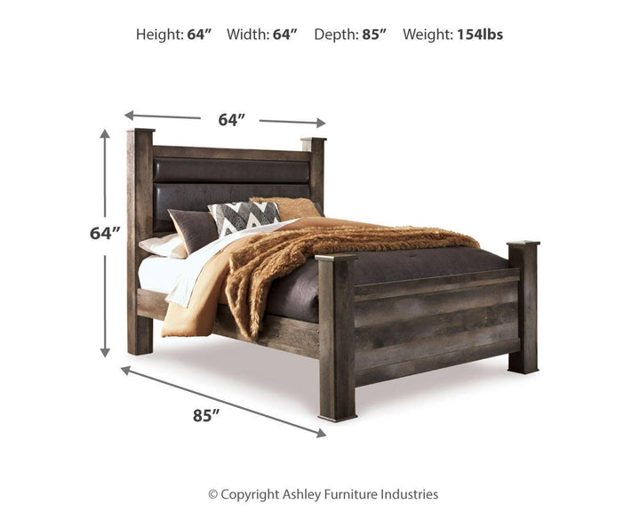 Wynnlow Queen Upholstered Poster Bed - Gray (3)
