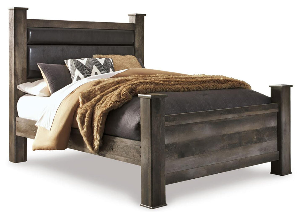Wynnlow Queen Upholstered Poster Bed - Gray (1)