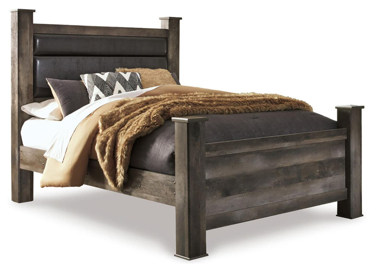 Wynnlow Queen Upholstered Poster Bed - Gray (1)