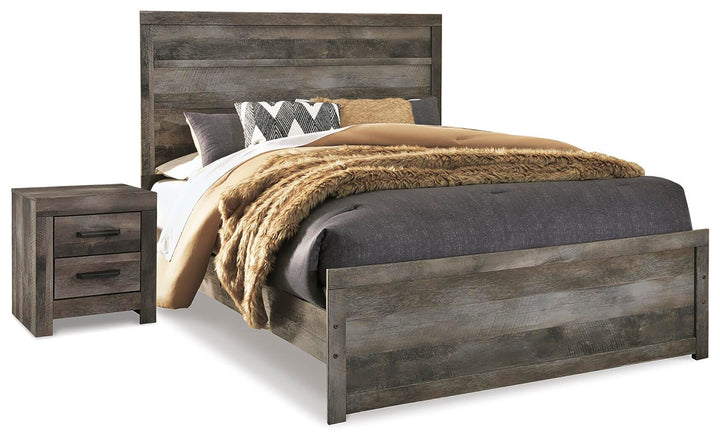 Wynnlow Queen Panel Bed and Nightstand - Gray (1)