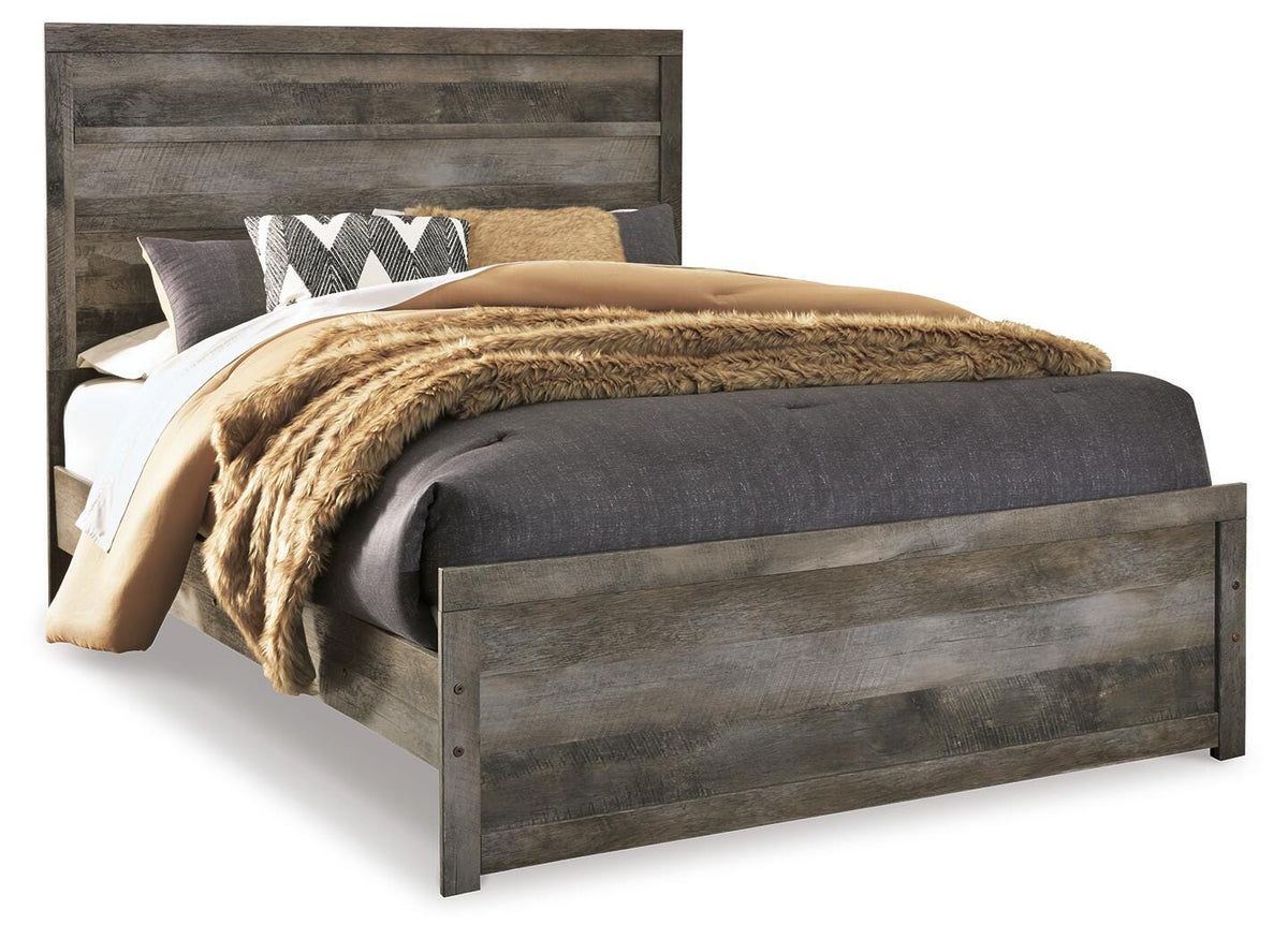 Wynnlow Queen Panel Bed and Nightstand - Gray (2)