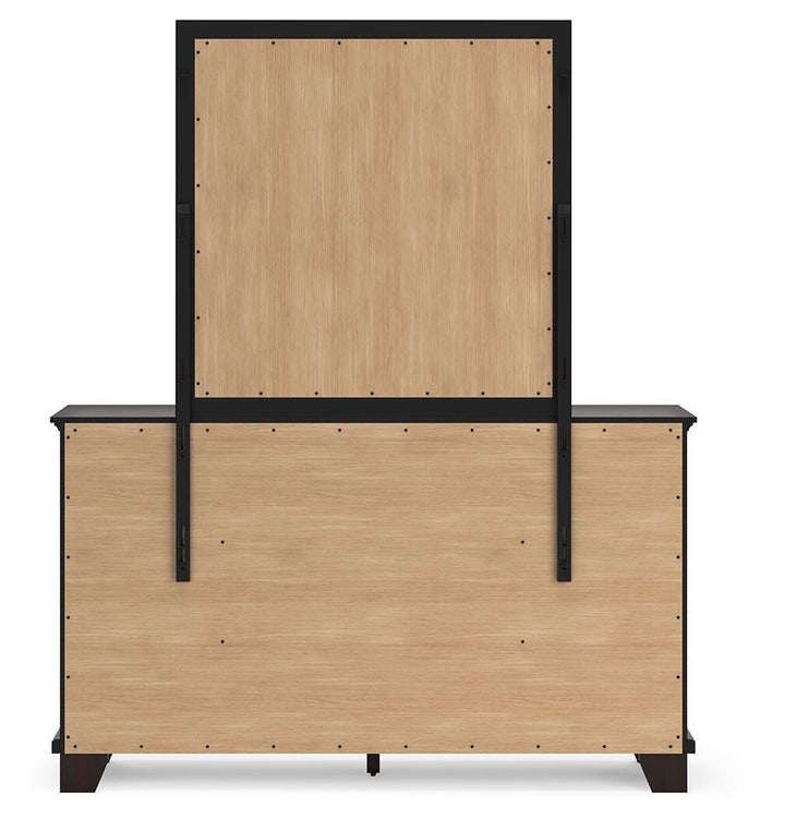 Covetown King Panel Bed, Dresser, Mirror and Nightstand - Dark Brown (6)