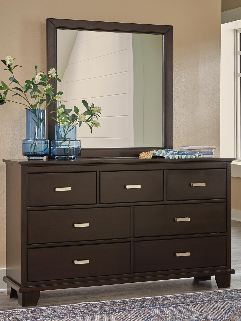 Covetown Dresser and Mirror - Dark Brown (4)