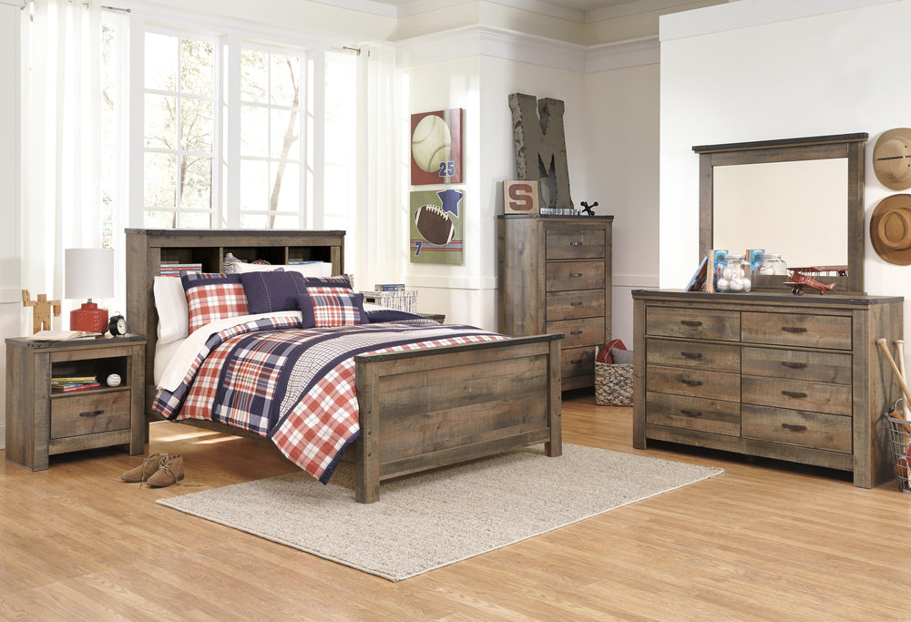 Trinell Full Bookcase Panel Bed - Dark Brown (3)
