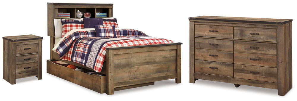 Trinell Full Bookcase Storage Bed, Dresser and Nightstand (1)