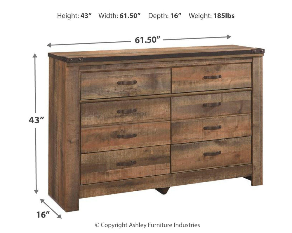 Trinell Full Panel Bed, Dresser, Mirror and Nightstand - Brown (7)