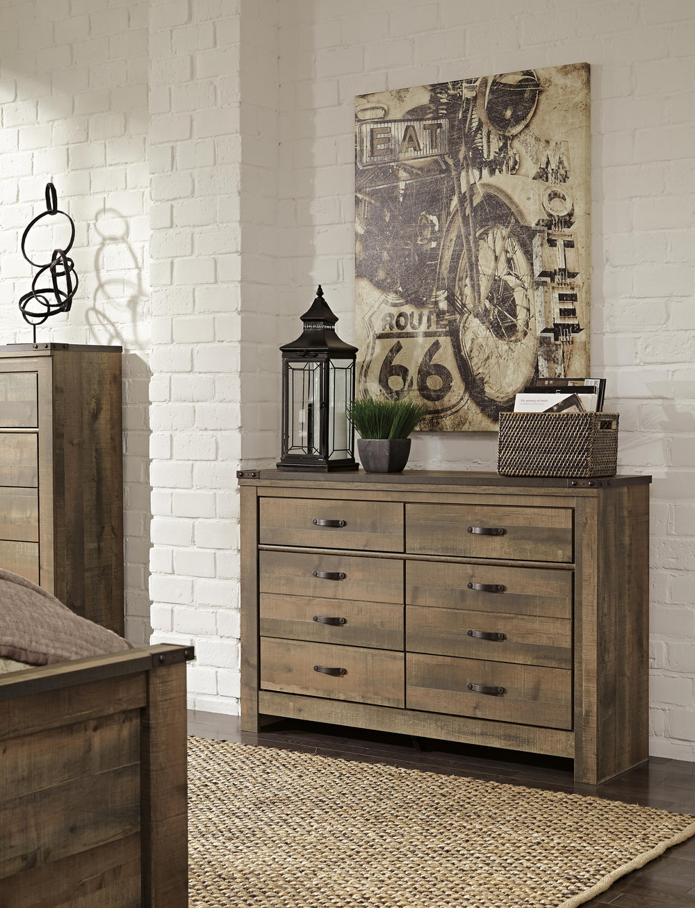 Trinell Full Panel Bed with Storage and Dresser - Brown (4)