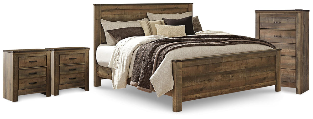 Trinell King Panel Bed, Chest and 2 Nightstands - Brown (1)
