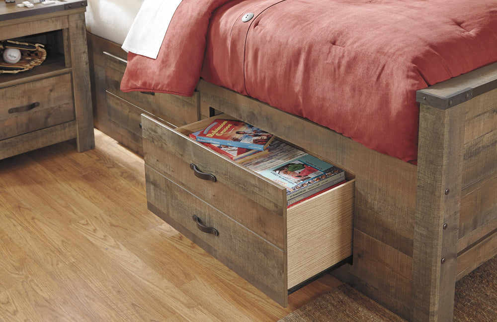 Trinell Full Panel Bed with 2 Storage Drawers - Brown (3)