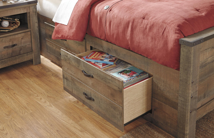 Trinell Twin Bookcase Bed with 2 Storage Drawers - Brown (4)