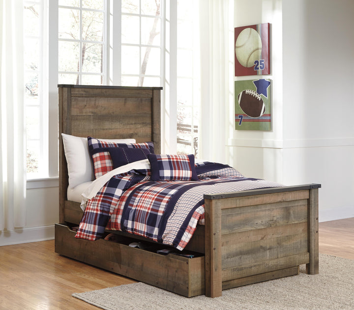 Trinell Twin Panel Bed with 1 Large Storage Drawer - Brown (4)