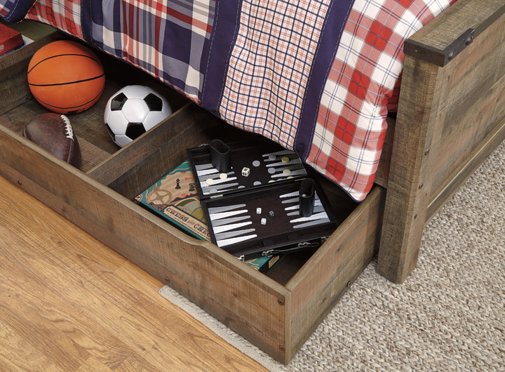 Trinell Full Bookcase Bed with Storage - Dark Brown (4)