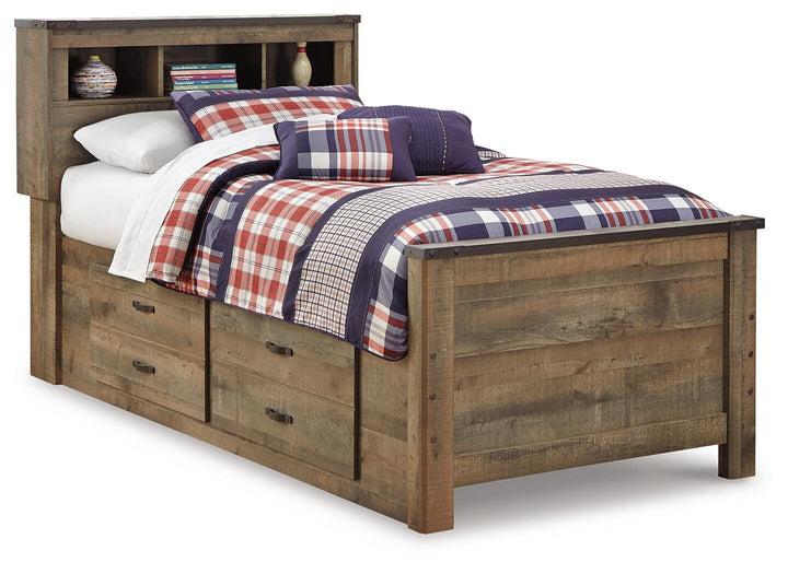 Trinell Twin Panel Bed with Storage and Nightstand - Brown (2)