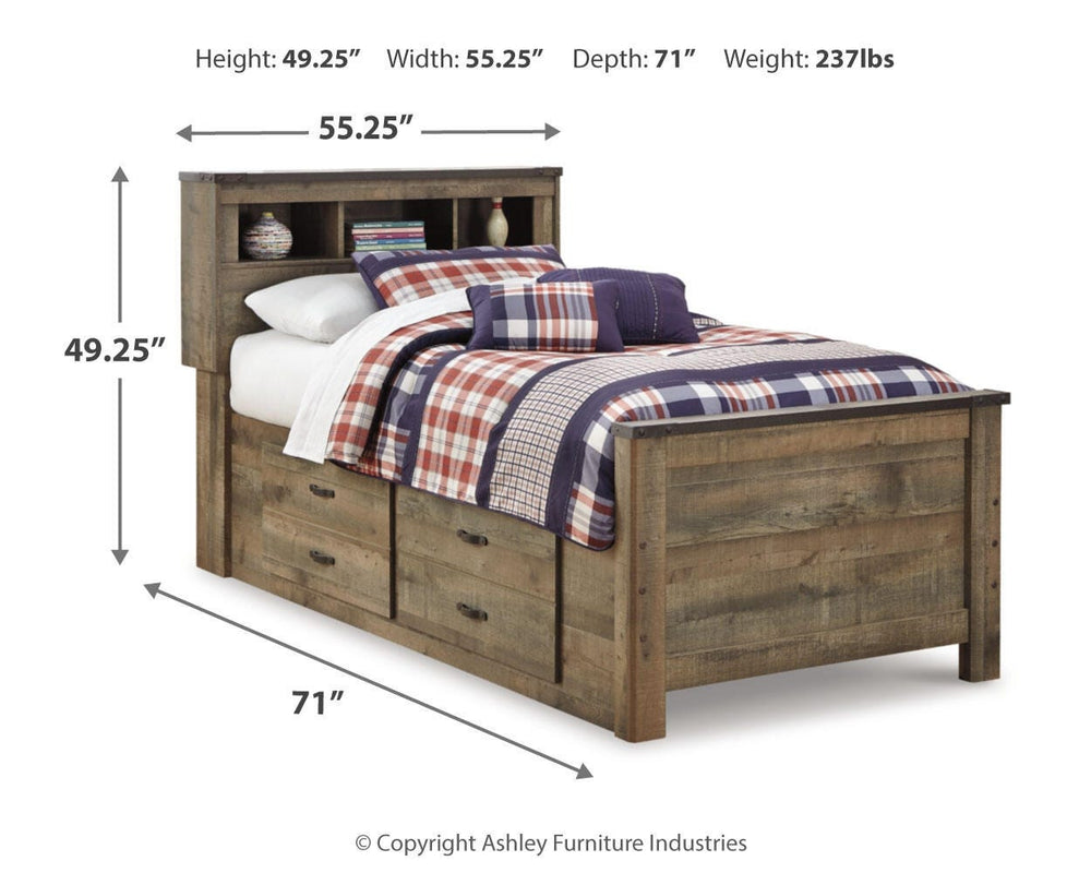 Trinell Twin Panel Bed with Storage and Nightstand - Brown (4)