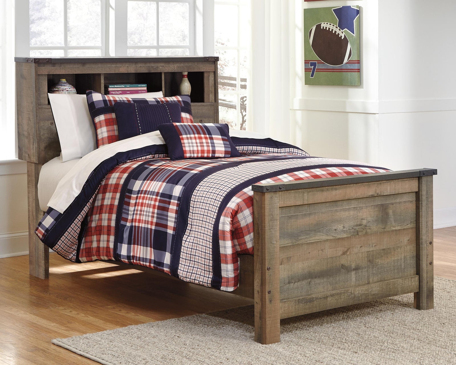 Trinell Twin Bookcase Bed - Dark Brown (2)