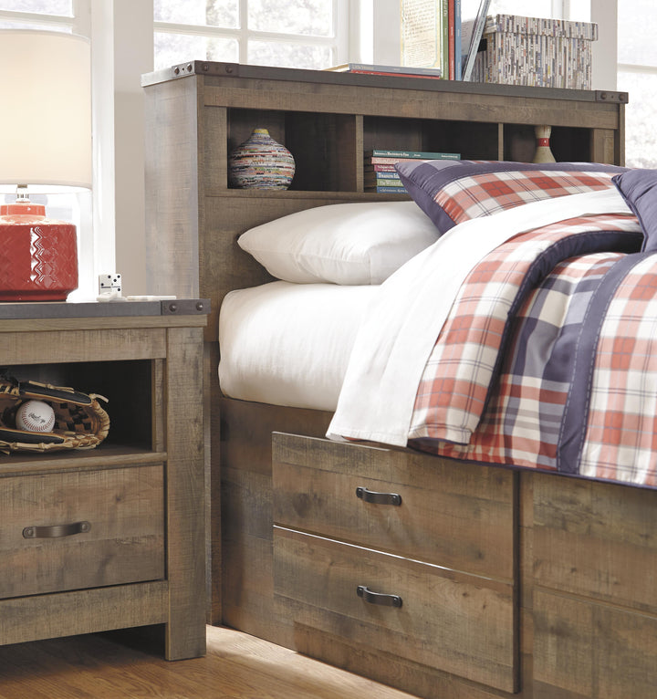 Trinell Twin Panel Bed with Storage and Nightstand - Brown (7)
