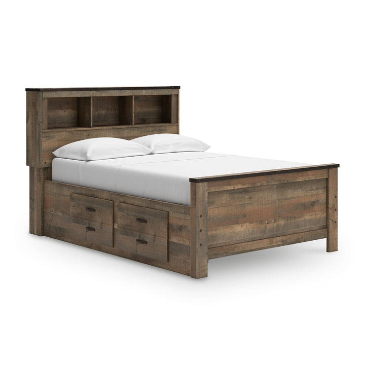 Trinell Full Bookcase Bed with 2 Storage Drawers - Brown (1)