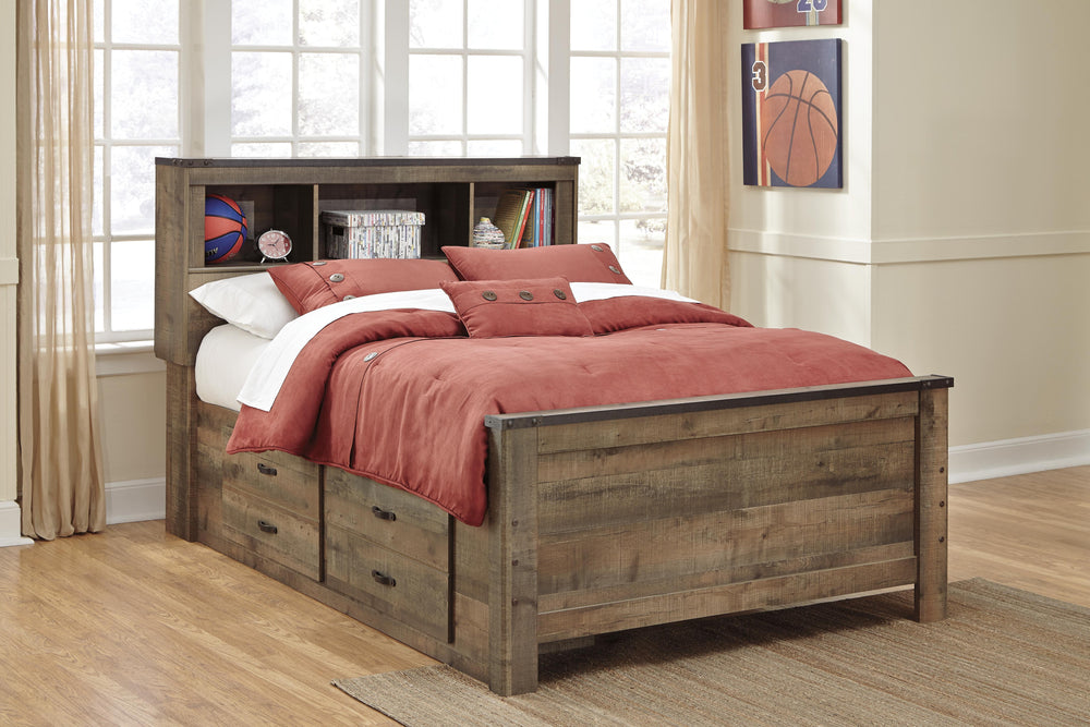 Trinell Full Bookcase Bed with 2 Storage Drawers - Brown (4)