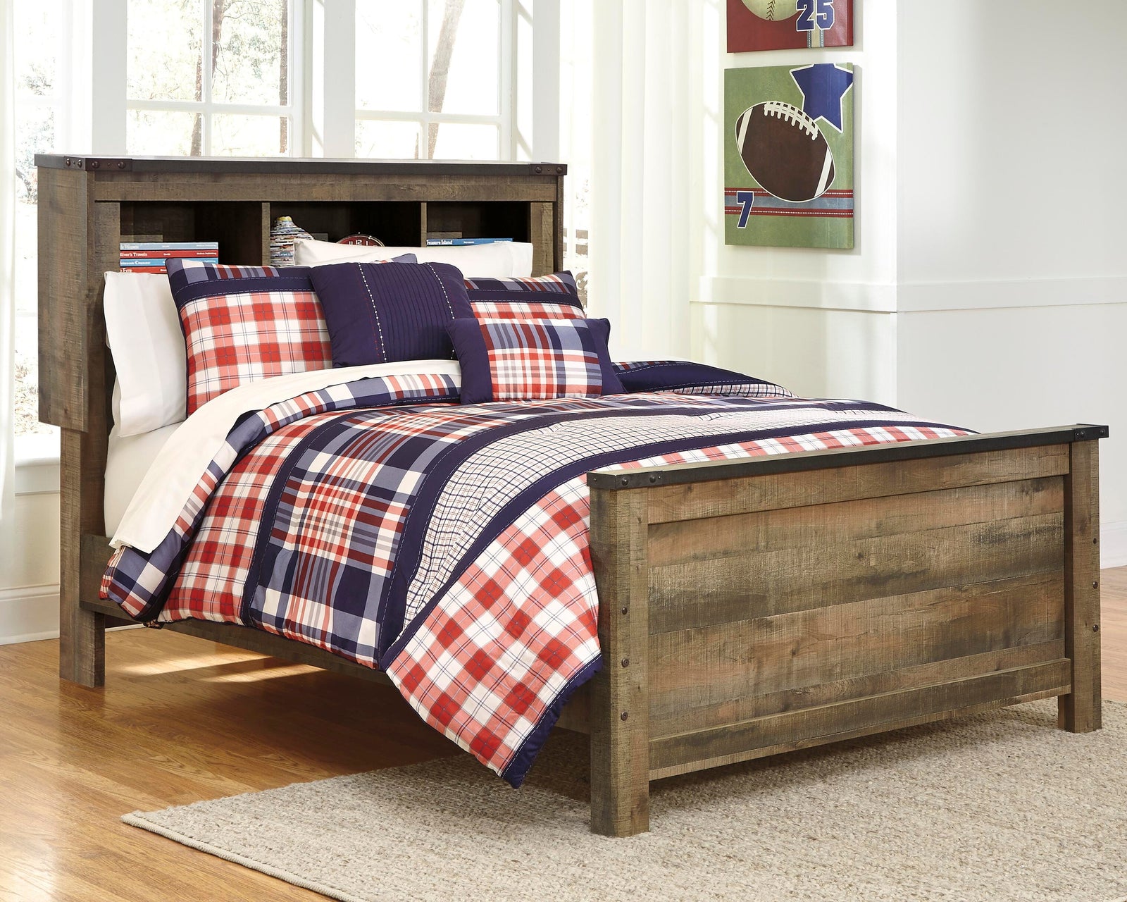 Trinell Full Bookcase Panel Bed - Dark Brown (2)